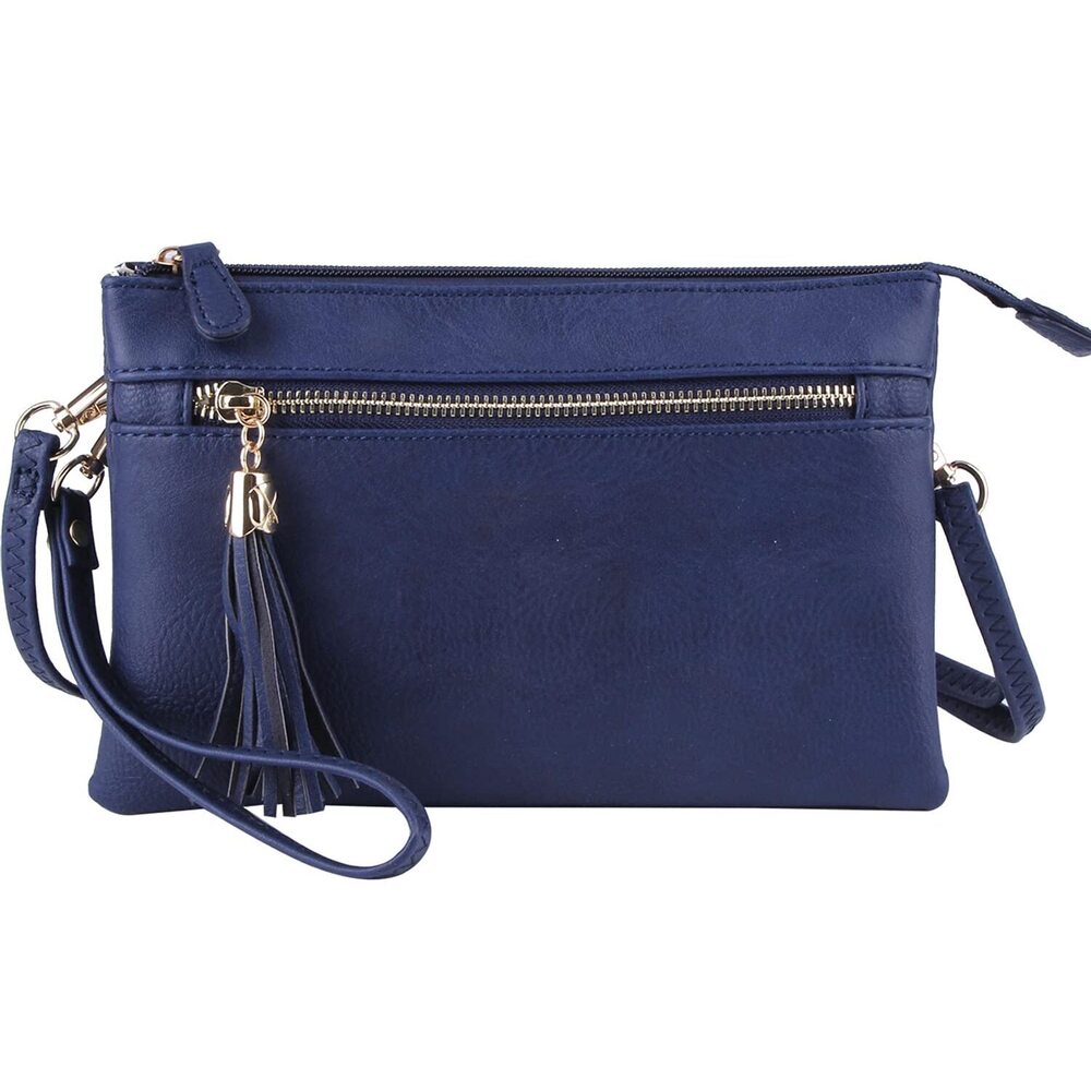7922 Lightweight Multi Compartment Wristlet Clutch Wallet Crossbody Bag